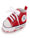First Walker Canvas shoes crib Baby High Top Ankle shoes Boy and Girl Red
